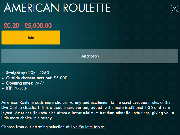 American Roulette Table
